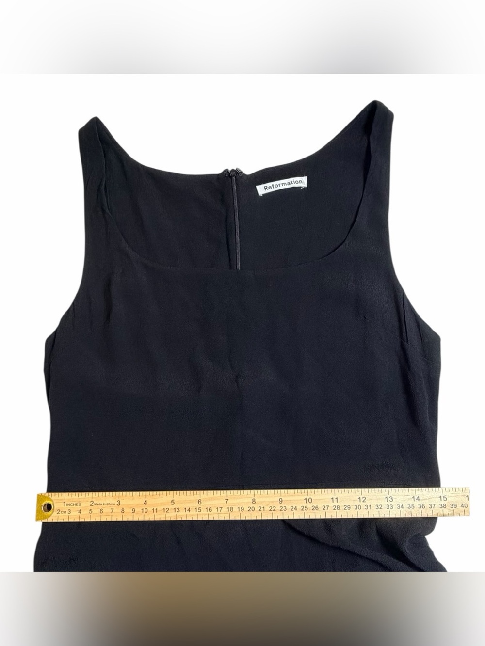 Reformation Black Sleeveless Midi Dress Size 10 Square Neck Side Slit Minimalist - Picture 6 of 9